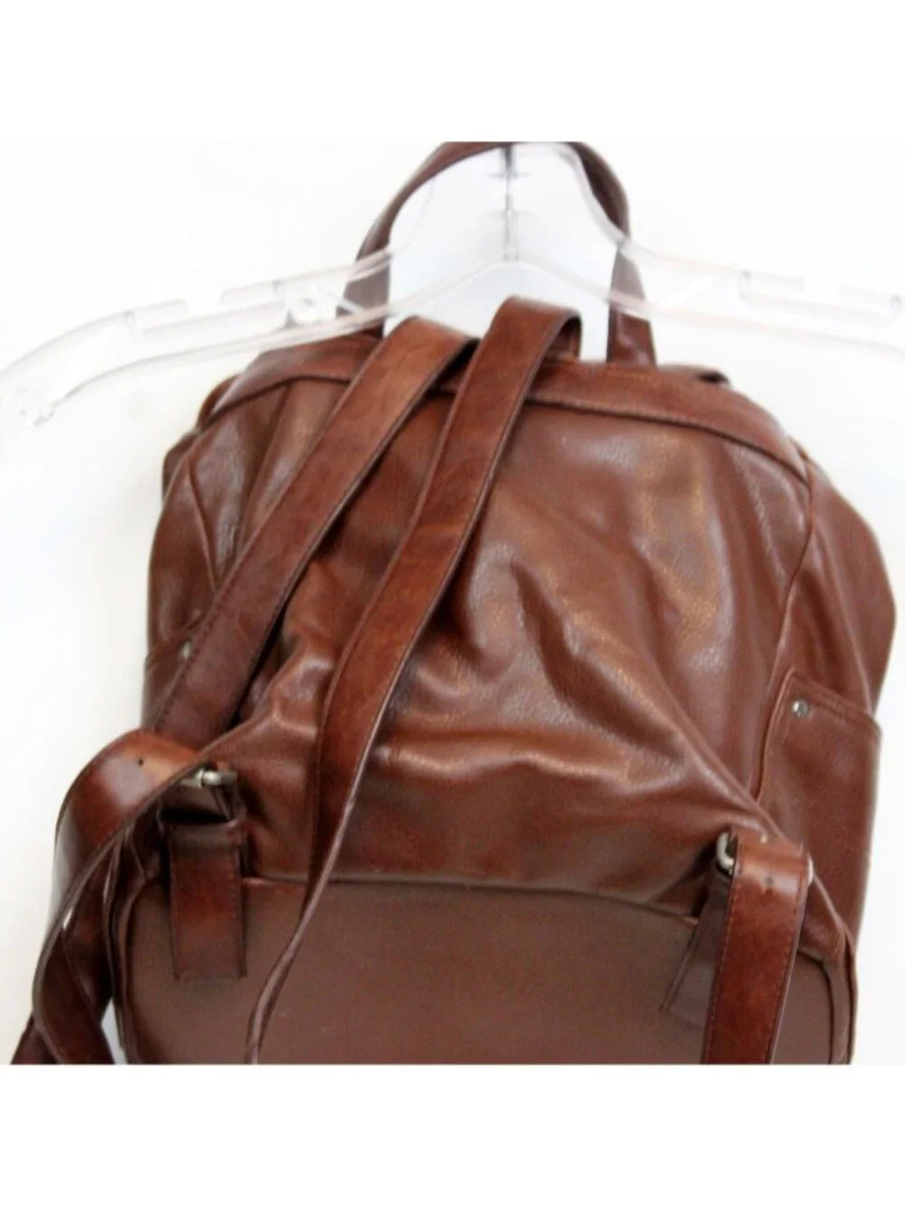 Relic Brown Leather Mini Backpack Drawstring Adjustable Straps Lined Flap Pocke